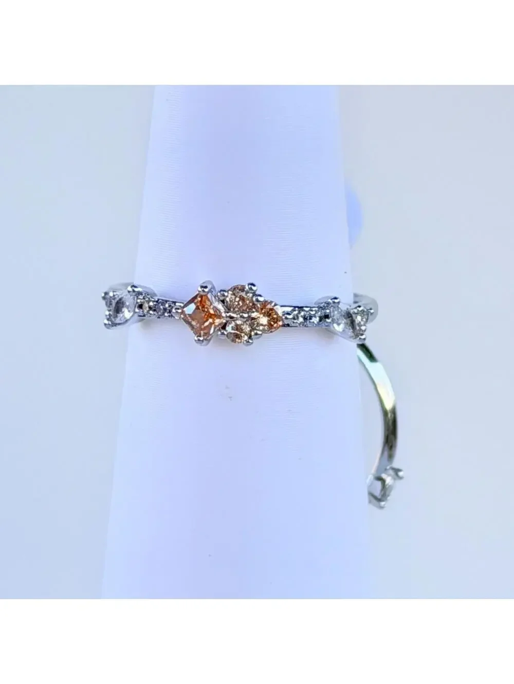 Bomb Party 2pc Ring Sz 8 “Delightful Grace” Smokey Topaz on Rhodium